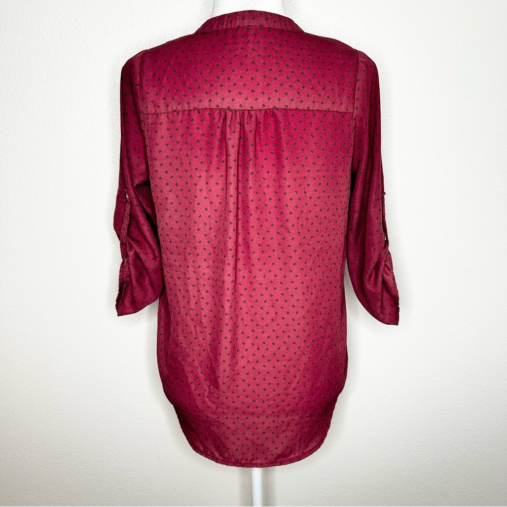 Papermoon By Stitch Fix Womens Patterned V-Neck Top Blouse 3/4 Sleeve Size S - Picture 6 of 10